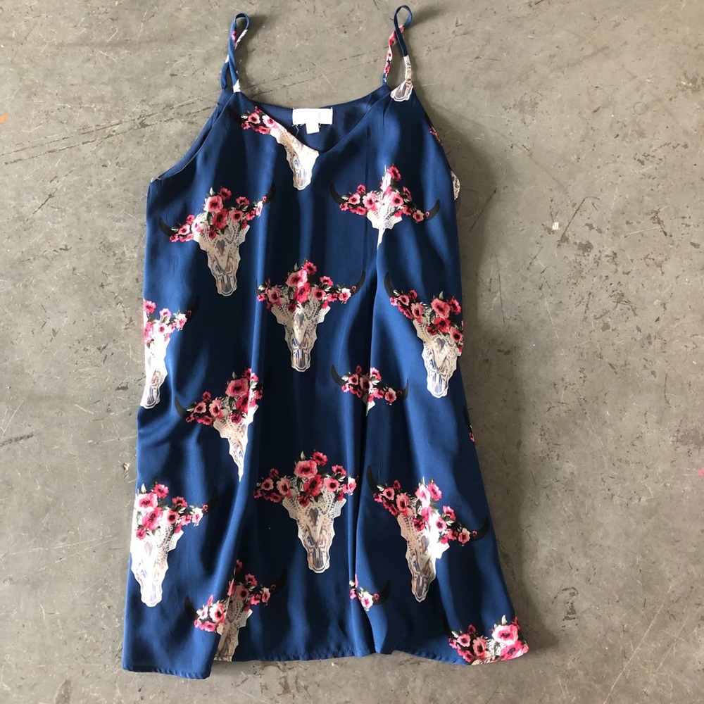 Navy Floral Bullhead Peach Love Dress